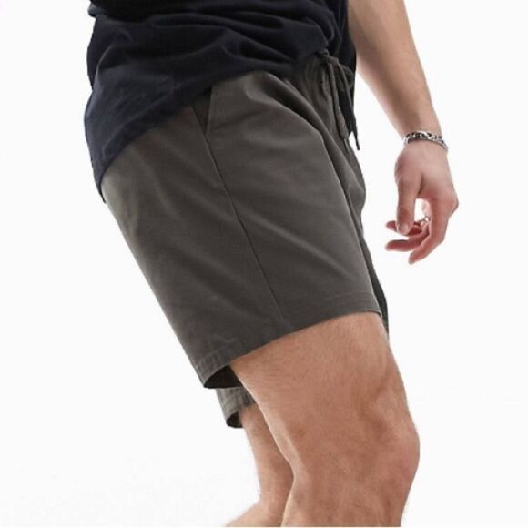 Asos skinny chino shorts with elastic waist in khaki (green)S‎ NWT IN PACKAGING - Picture 3 of 10